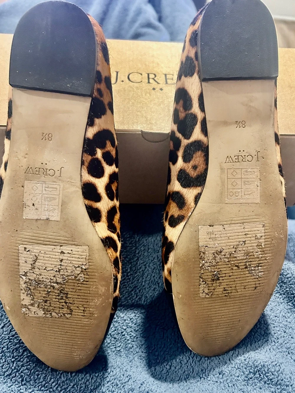J. Crew Leopard Calf Hair Captoe Ballet Flats - leather